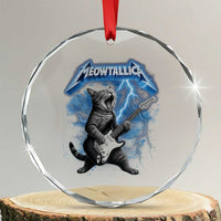 Funny Cat Playing Guitar Crystal Glass Ornament Vintage 90s Style Bootleg Graphic Rock Star Rock Cat - Wonder Print Shop