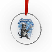 Funny Cat Playing Guitar Crystal Glass Ornament Vintage 90s Style Bootleg Graphic Rock Star Rock Cat - Wonder Print Shop