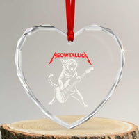 Funny Cat Playing Guitar Heart Crystal Glass Ornament Vintage 90s Classic Rock Star Cat Graphic Rock and Roll - Wonder Print Shop