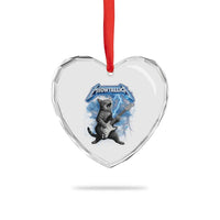 Funny Cat Playing Guitar Heart Crystal Glass Ornament Vintage 90s Style Bootleg Graphic Rock Star Rock Cat - Wonder Print Shop