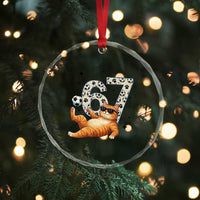 Funny Cat Playing Soccer Crystal Glass Ornament Six Seven Meme