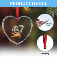 Funny Cat Playing Soccer Heart Crystal Glass Ornament Six Seven Meme