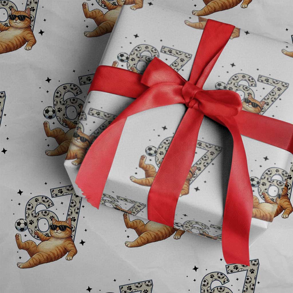 Funny Cat Playing Soccer Wrapping Paper Roll Six Seven Meme
