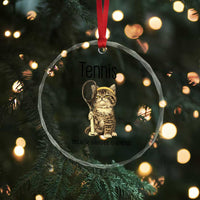 Funny Cat Plays Tennis Crystal Glass Ornament Because Murder Is Wrong - Wonder Print Shop