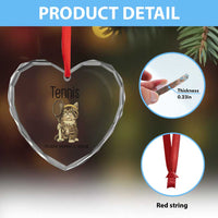 Funny Cat Plays Tennis Heart Crystal Glass Ornament Because Murder Is Wrong - Wonder Print Shop