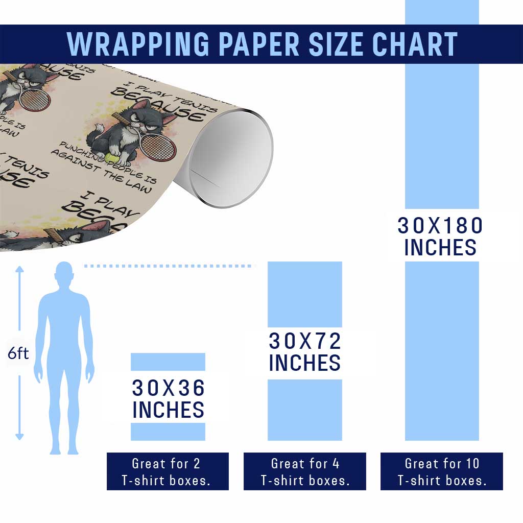 Funny Cat Plays Tennis Wrapping Paper Roll Because Punching People Is Against The Law - Wonder Print Shop