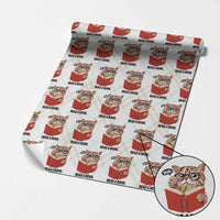 Funny Cat Reading Wrapping Paper Roll Book Lover - Wonder Print Shop