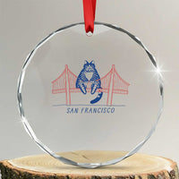 Funny Cat San Francisco Golden Gate Crystal Glass Ornament