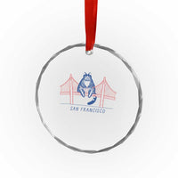 Funny Cat San Francisco Golden Gate Crystal Glass Ornament