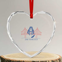 Funny Cat San Francisco Golden Gate Heart Crystal Glass Ornament