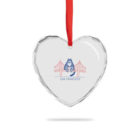 Funny Cat San Francisco Golden Gate Heart Crystal Glass Ornament