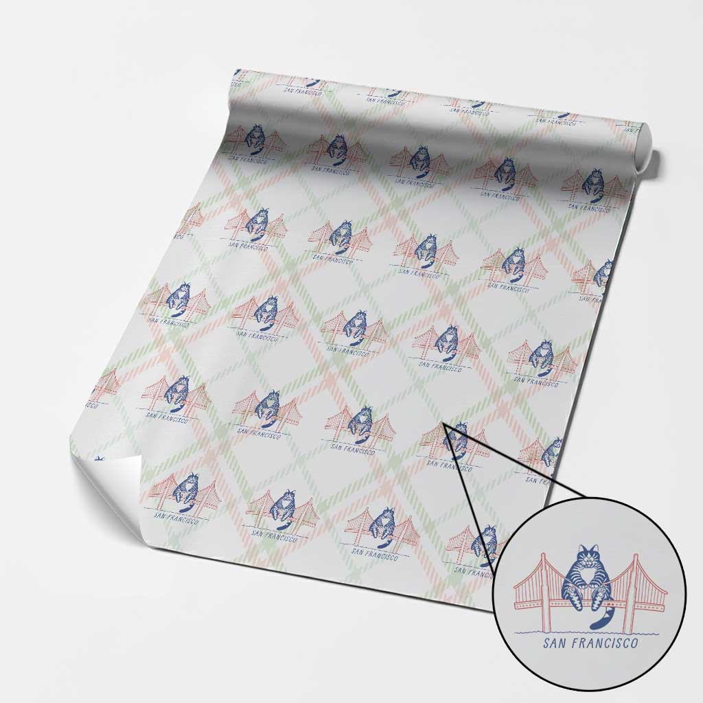 Funny Cat San Francisco Golden Gate Wrapping Paper Roll