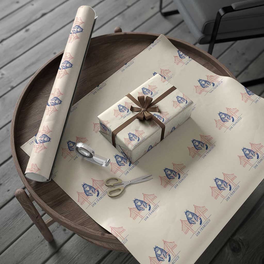 Funny Cat San Francisco Golden Gate Wrapping Paper Roll