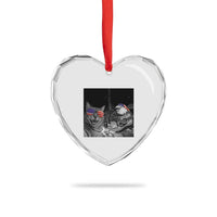 Funny Cat Selfie 4th of July Heart Crystal Glass Ornament Patriotic Eagle American Flag Gift