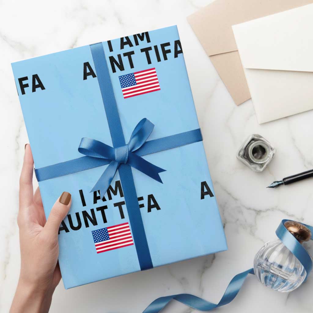 Funny Cat Selfie Bigfoot Xmas Sasquatch Wrapping Paper Roll Sarcastic Political Meme American Flag - Wonder Print Shop