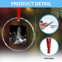 Funny Cat Selfie with Bigfoot Crystal Glass Ornament Back To The Moon Mission 2026
