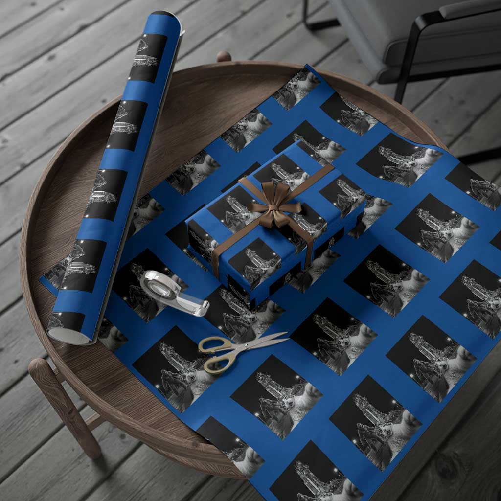 Funny Cat Selfie with Bigfoot Wrapping Paper Roll Back To The Moon Mission 2026