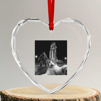 Funny Cat Selfie with Bigfoot Heart Crystal Glass Ornament Back To The Moon Mission 2026