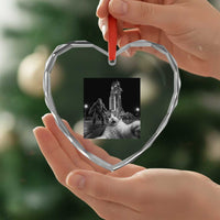 Funny Cat Selfie with Bigfoot Heart Crystal Glass Ornament Back To The Moon Mission 2026