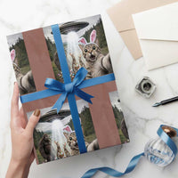 Funny Cat Selfie with Easter Bunny Bigfoot UFO Wrapping Paper Roll