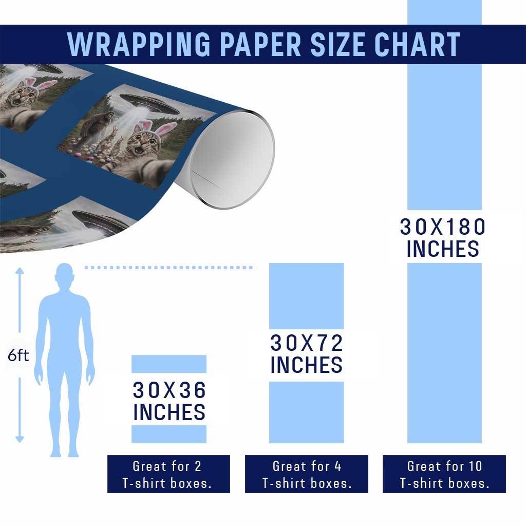 Funny Cat Selfie with Easter Bunny Bigfoot UFO Wrapping Paper Roll