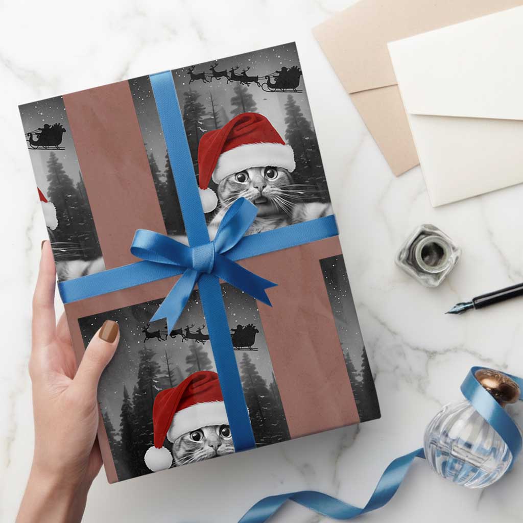 Funny Cat Selfie With Santas Sleigh Christmas Wrapping Paper Roll - Wonder Print Shop
