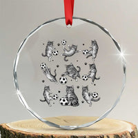 Funny Cat Soccer Player Crystal Glass Ornament Gift For Soccer Lovers