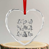 Funny Cat Soccer Player Heart Crystal Glass Ornament Gift For Soccer Lovers