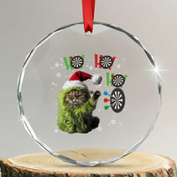 Funny Cat Throwing Dart Ho Ho Ho Crystal Glass Ornament Christmas Gift For Dart Player - Wonder Print Shop