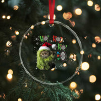 Funny Cat Throwing Dart Ho Ho Ho Crystal Glass Ornament Christmas Gift For Dart Player - Wonder Print Shop