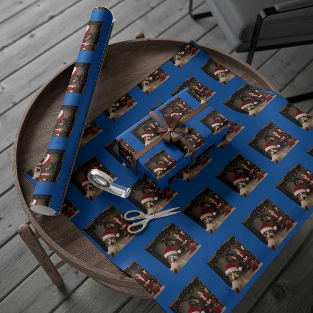 Funny Cat With Santa Selfie Christmas Wrapping Paper Roll - Wonder Print Shop