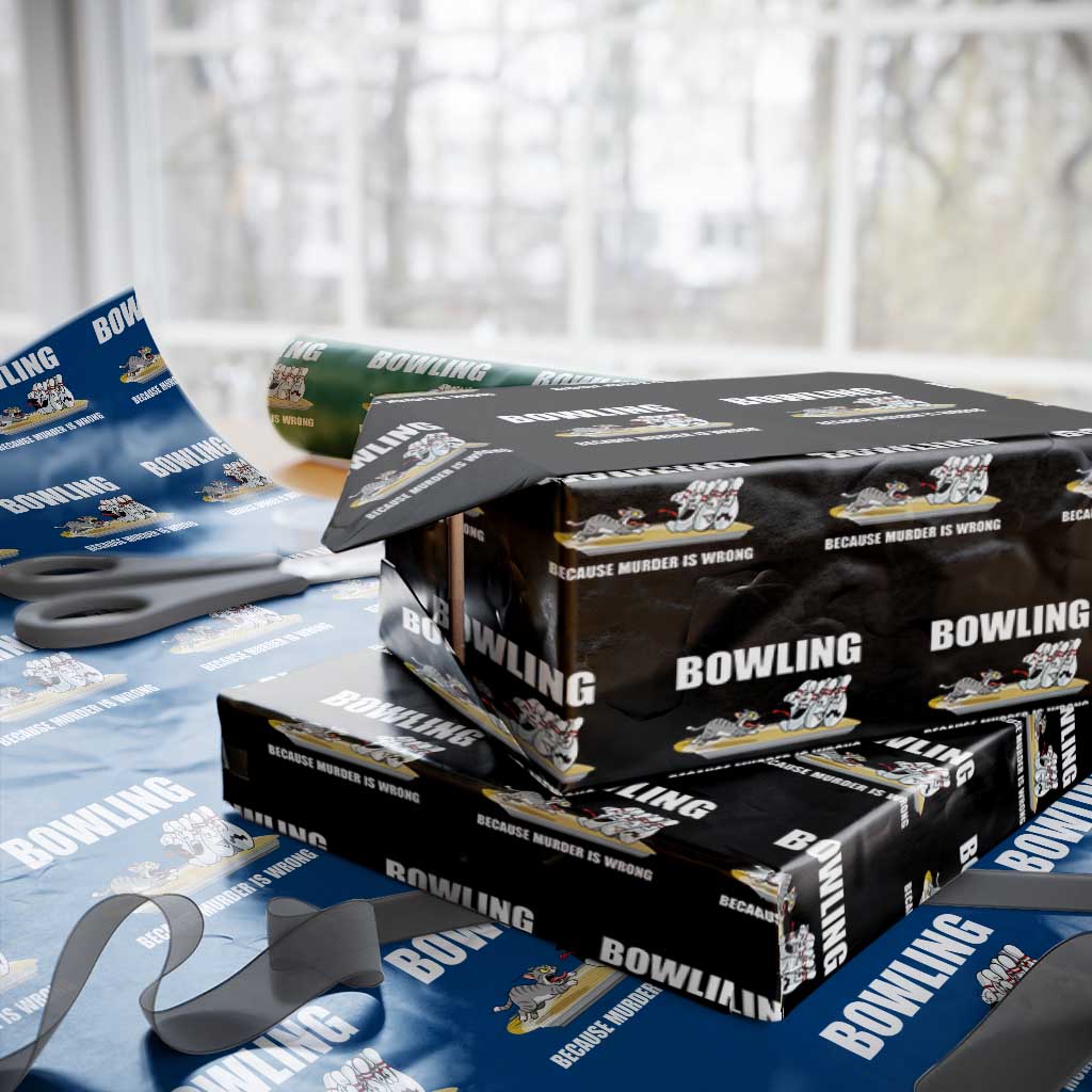 Funny Cat Wrapping Paper Roll Bowling Because Murder Is Wrong Gift - Wonder Print Shop