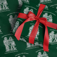 Funny Catholic Faith Humor Wrapping Paper Roll Hail Mary Full of Grace Punch the Devil in the Face