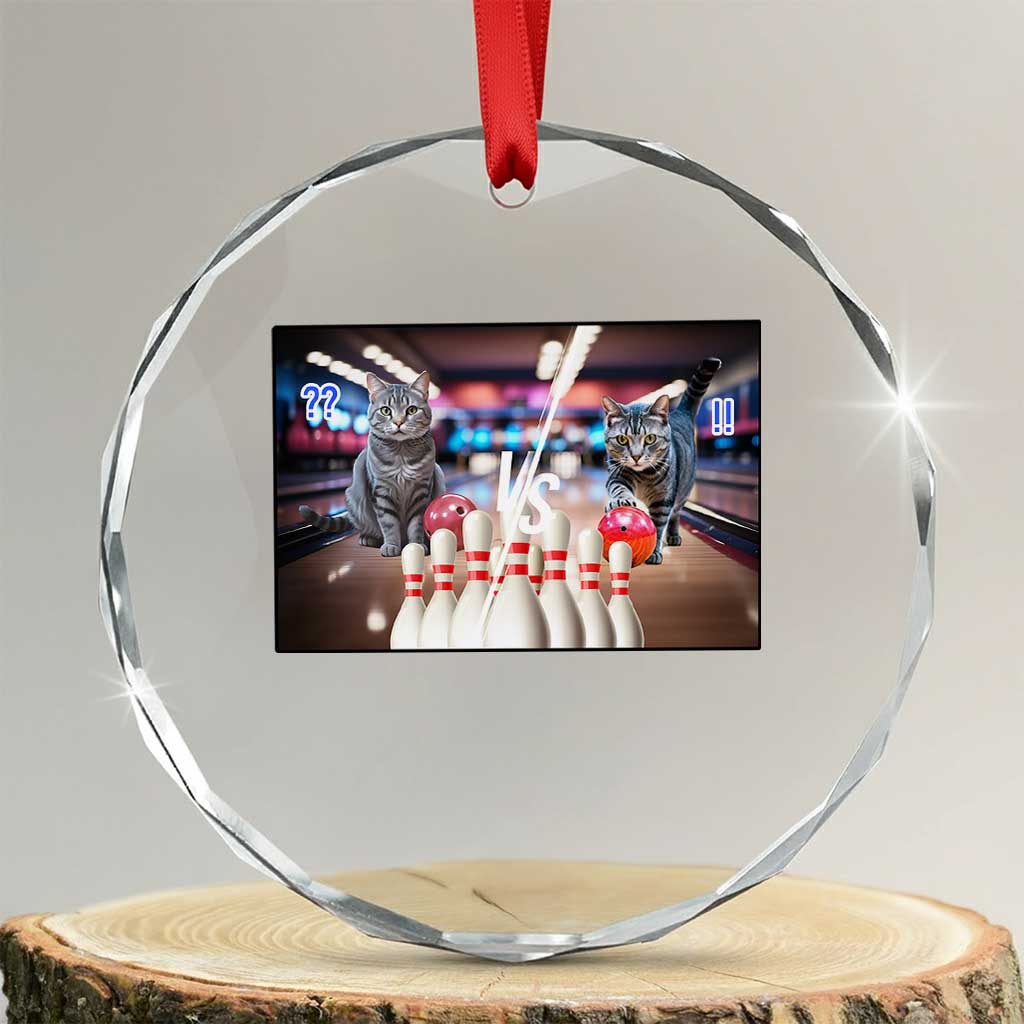 Funny Cats Bowling Battle Crystal Glass Ornament Gift For Cat Lovers - Wonder Print Shop