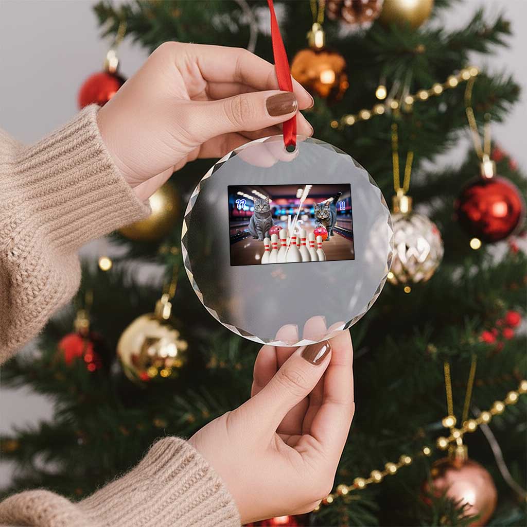 Funny Cats Bowling Battle Crystal Glass Ornament Gift For Cat Lovers - Wonder Print Shop