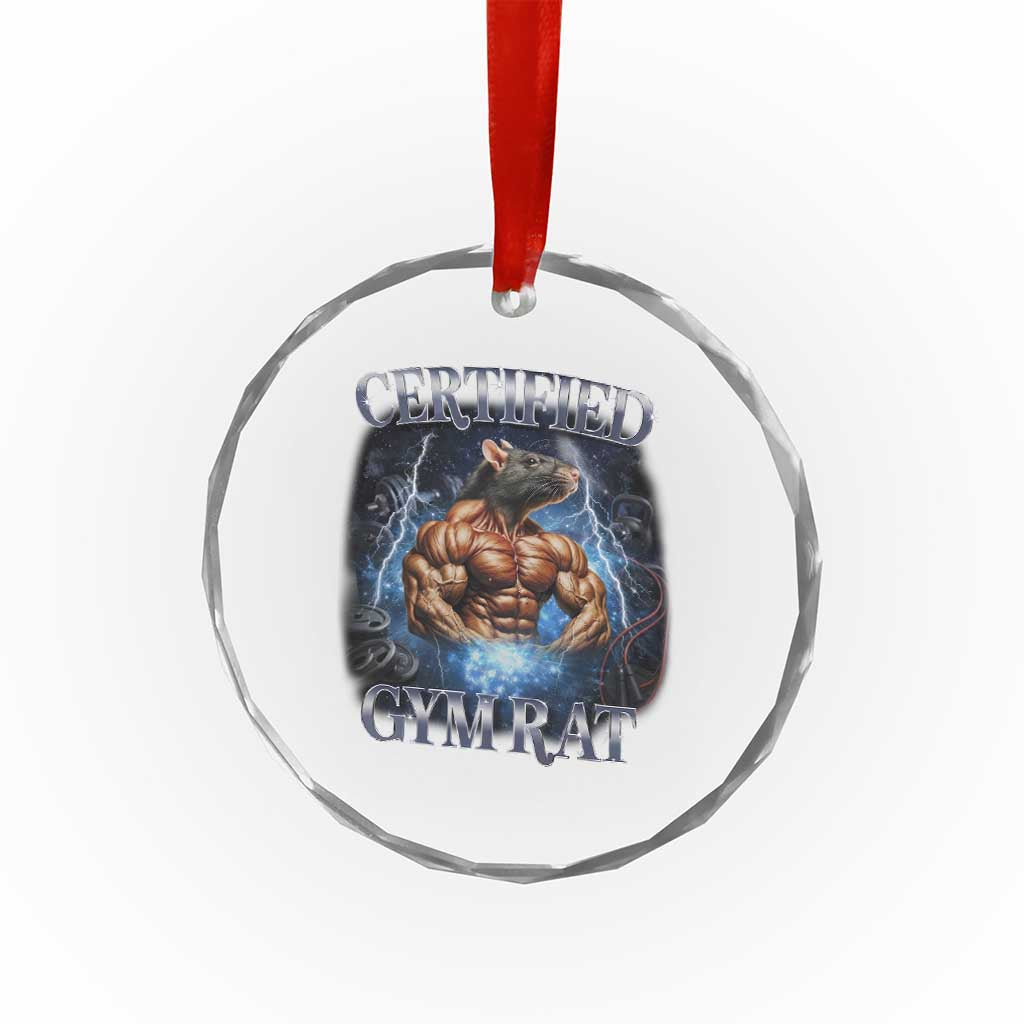 Funny Certified Gym Rat Crystal Glass Ornament Fitness Bodybuilding Gym Lovers Meme - Wonder Print Shop