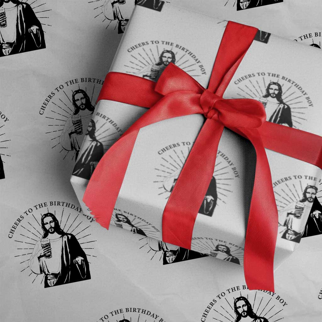 Funny Cheers To The Birthday Boy Wrapping Paper Roll Christmas Christian Faith - Wonder Print Shop