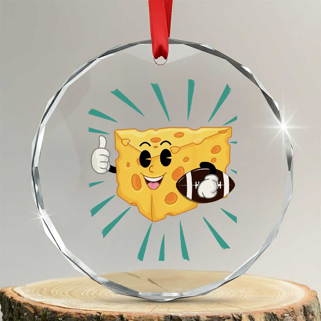 Funny Cheese Head Football Player Sports Gift Idea Crystal Glass Ornament - Wonder Print Shop