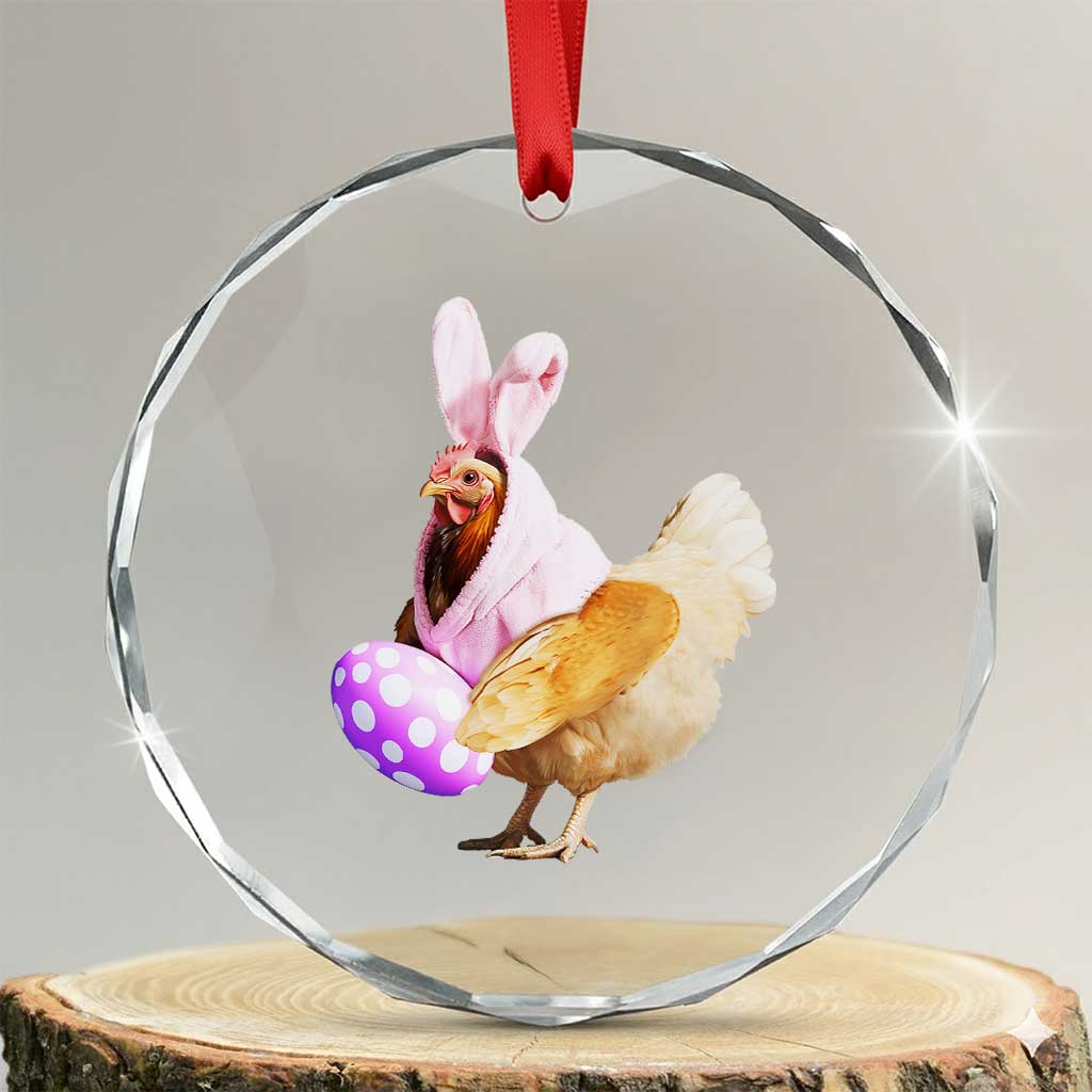 Funny Chicken Bunny Crystal Glass Ornament Happy Easter Eggs Farm TS02