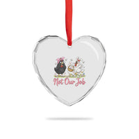 Funny Chicken Bunny Ears Heart Crystal Glass Ornament Not Our Job Easter Gift