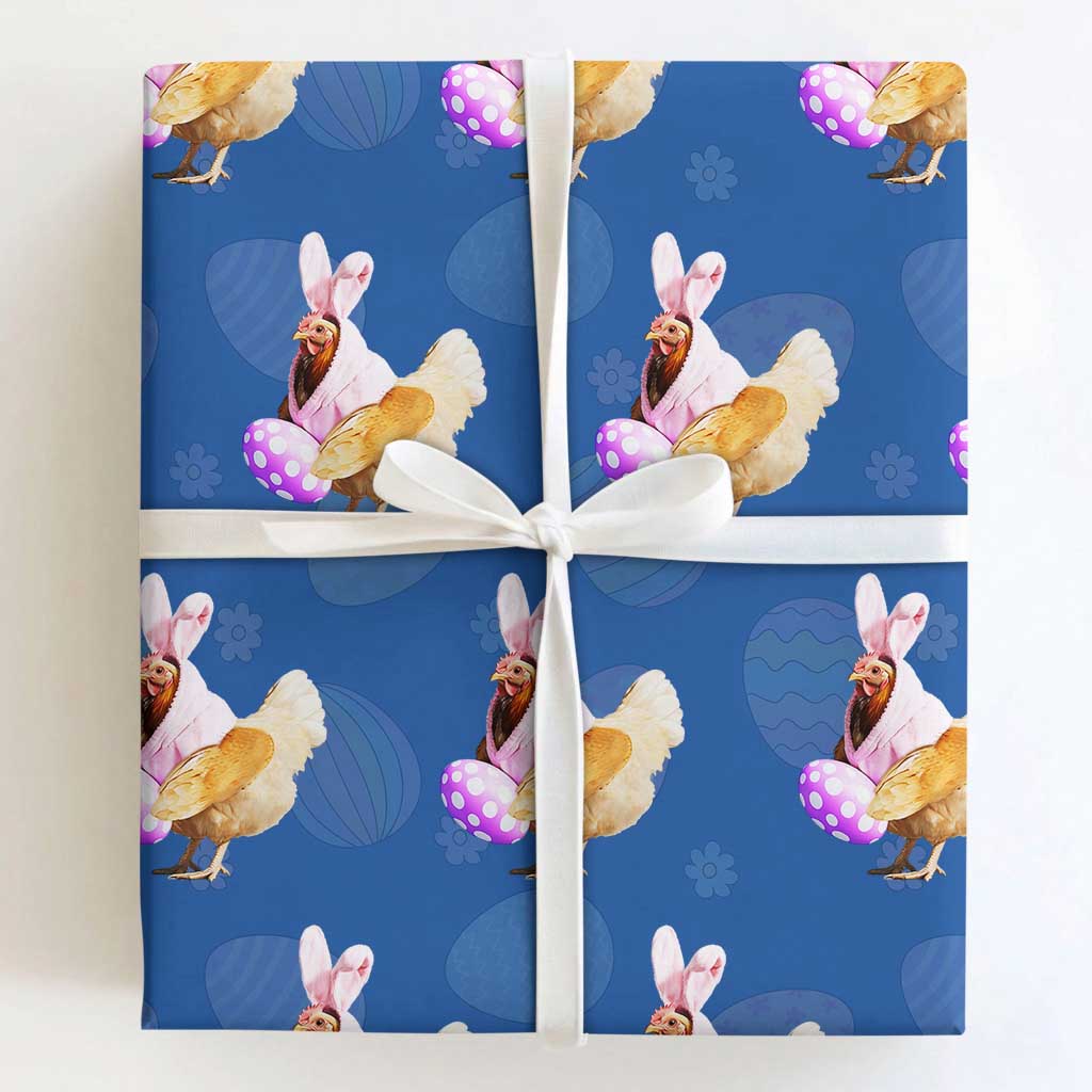 Funny Chicken Bunny Wrapping Paper Roll Happy Easter Eggs Farm