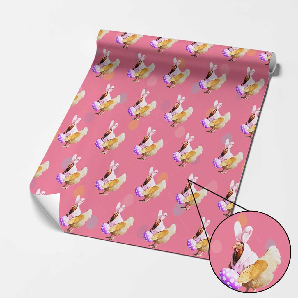 Funny Chicken Bunny Wrapping Paper Roll Happy Easter Eggs Farm