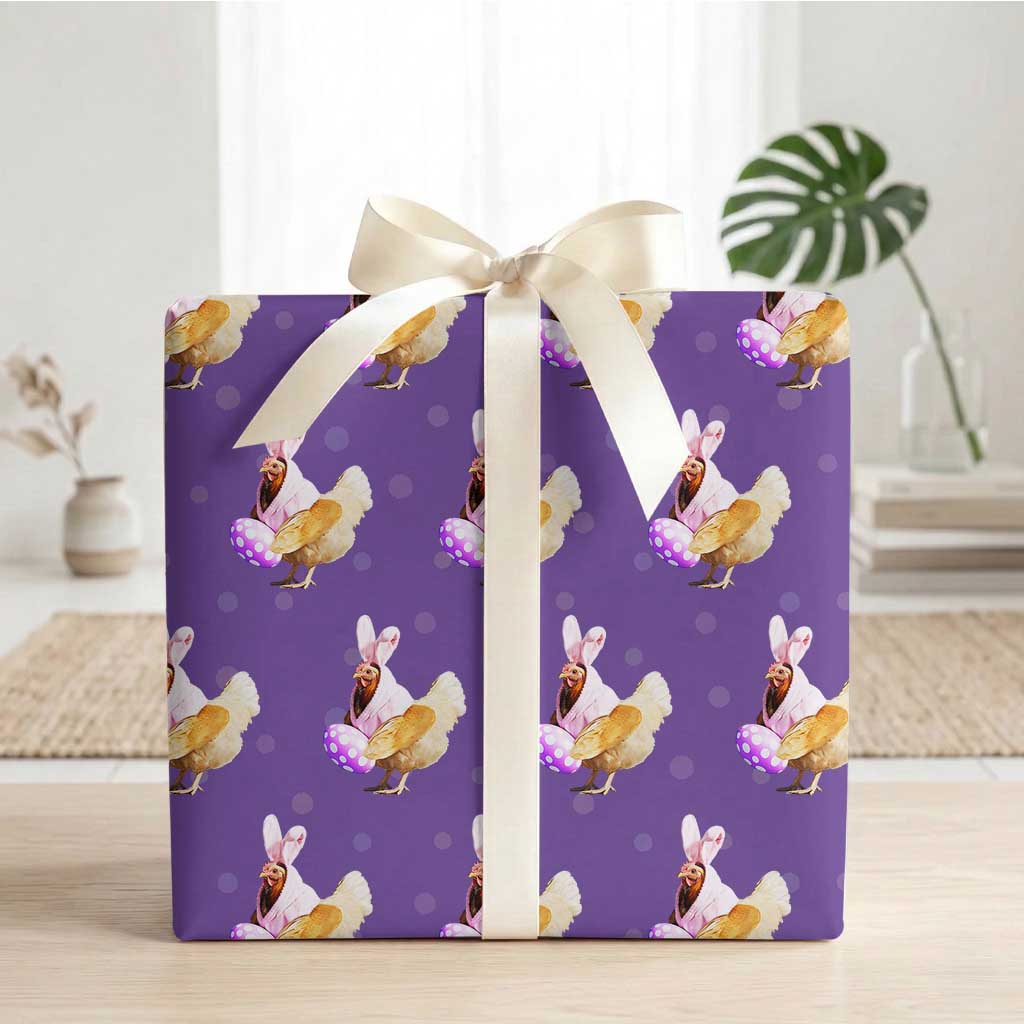 Funny Chicken Bunny Wrapping Paper Roll Happy Easter Eggs Farm
