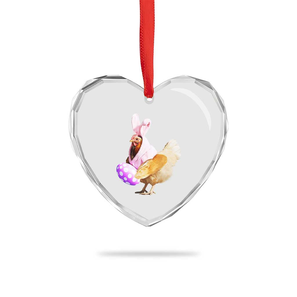 Funny Chicken Bunny Heart Crystal Glass Ornament Happy Easter Eggs Farm - Wonder Print Shop