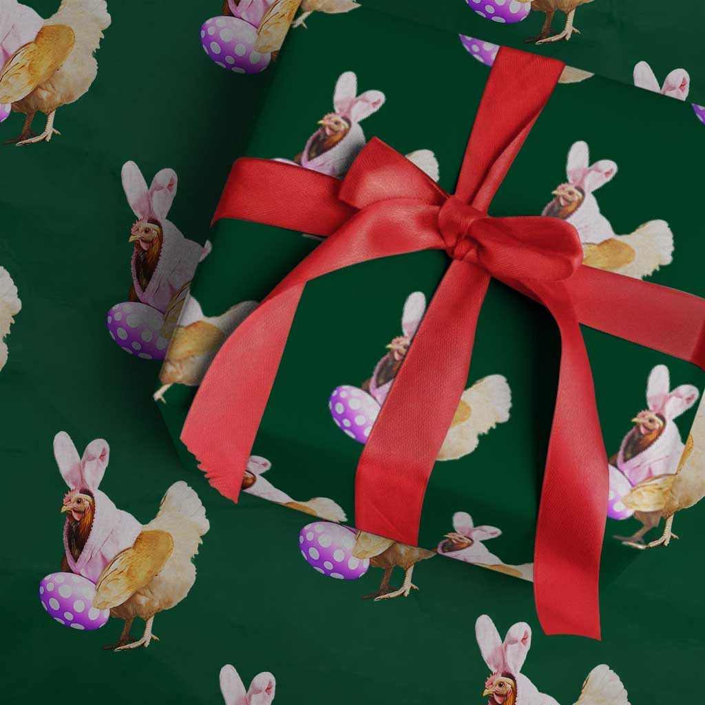 Funny Chicken Bunny Wrapping Paper Roll Happy Easter Eggs Farm - Wonder Print Shop