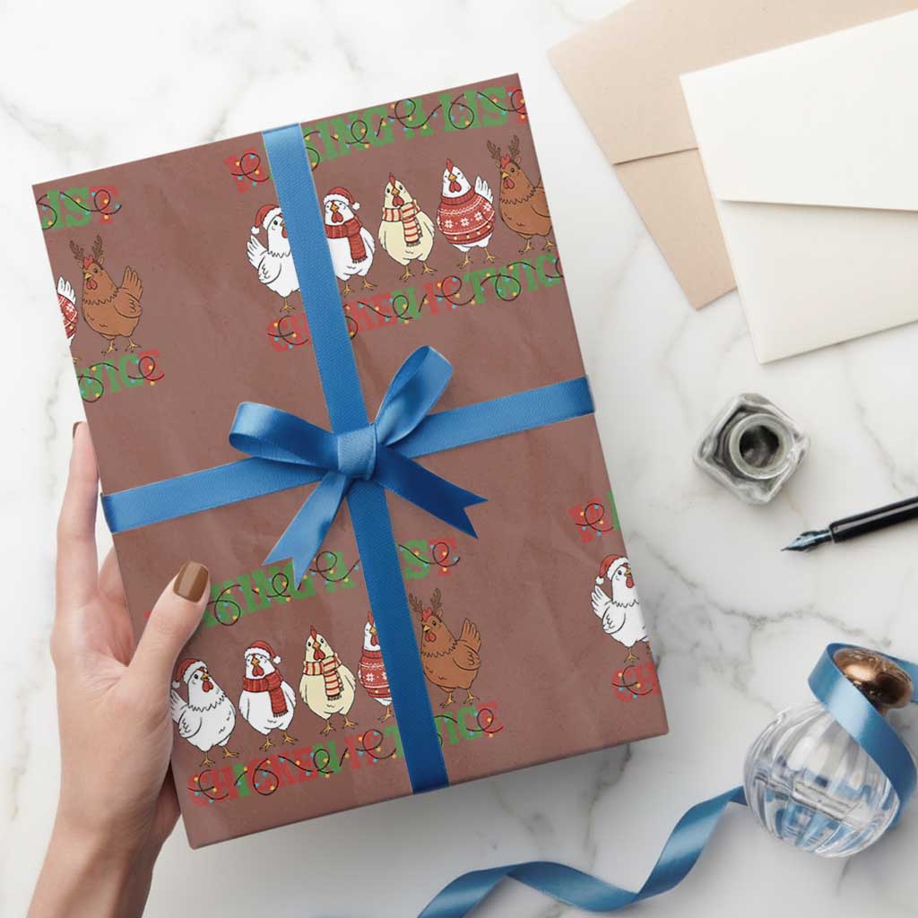 Funny Chicken Christmas Pun Wrapping Paper Roll Making a List Chicken It Twice Cute Holiday Farm Animal - Wonder Print Shop