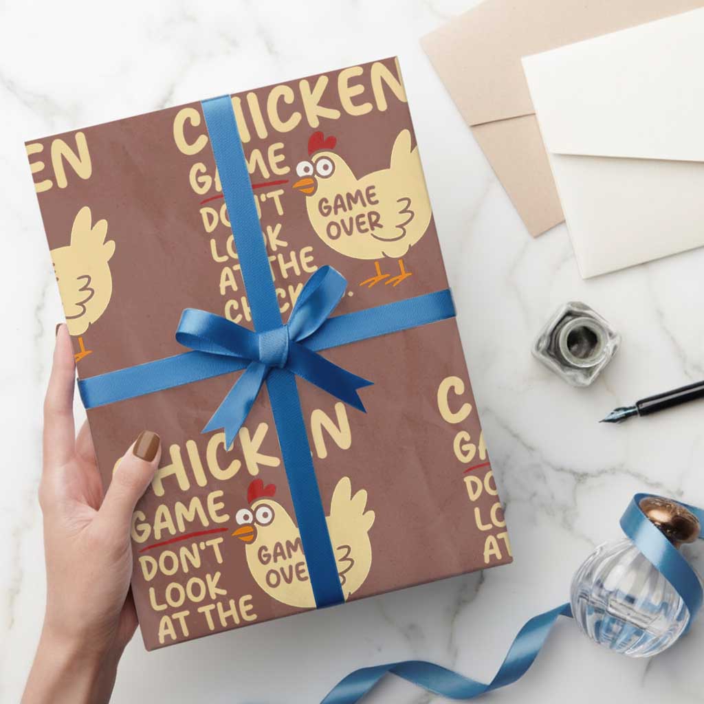 Funny Chicken Game Dont Look At The Chicken Wrapping Paper Roll - Wonder Print Shop