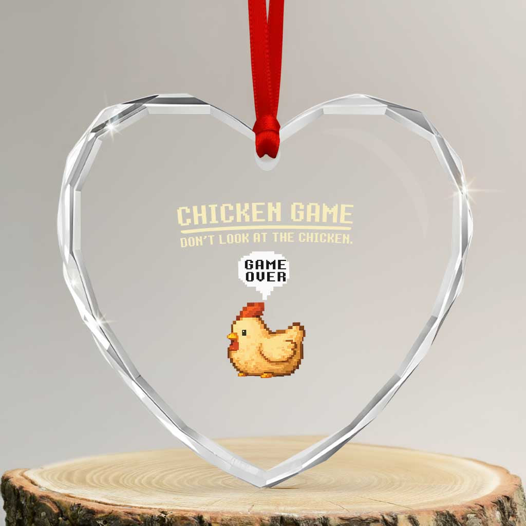 Funny Chicken Heart Crystal Glass Ornament Game Dont Look At The Chicken