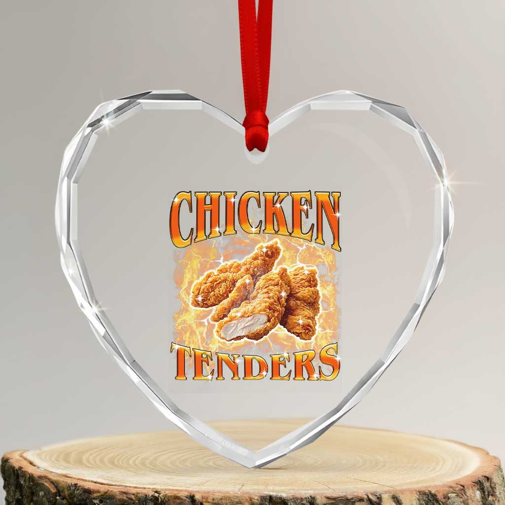 Funny Chicken Tenders Heart Crystal Glass Ornament Funny Foodie Vintage 90s Bootleg Rap