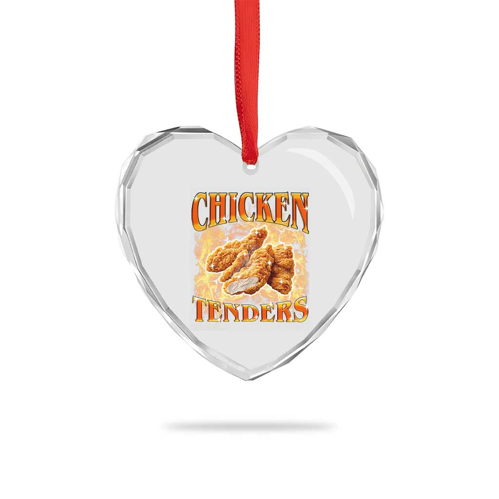 Funny Chicken Tenders Heart Crystal Glass Ornament Funny Foodie Vintage 90s Bootleg Rap